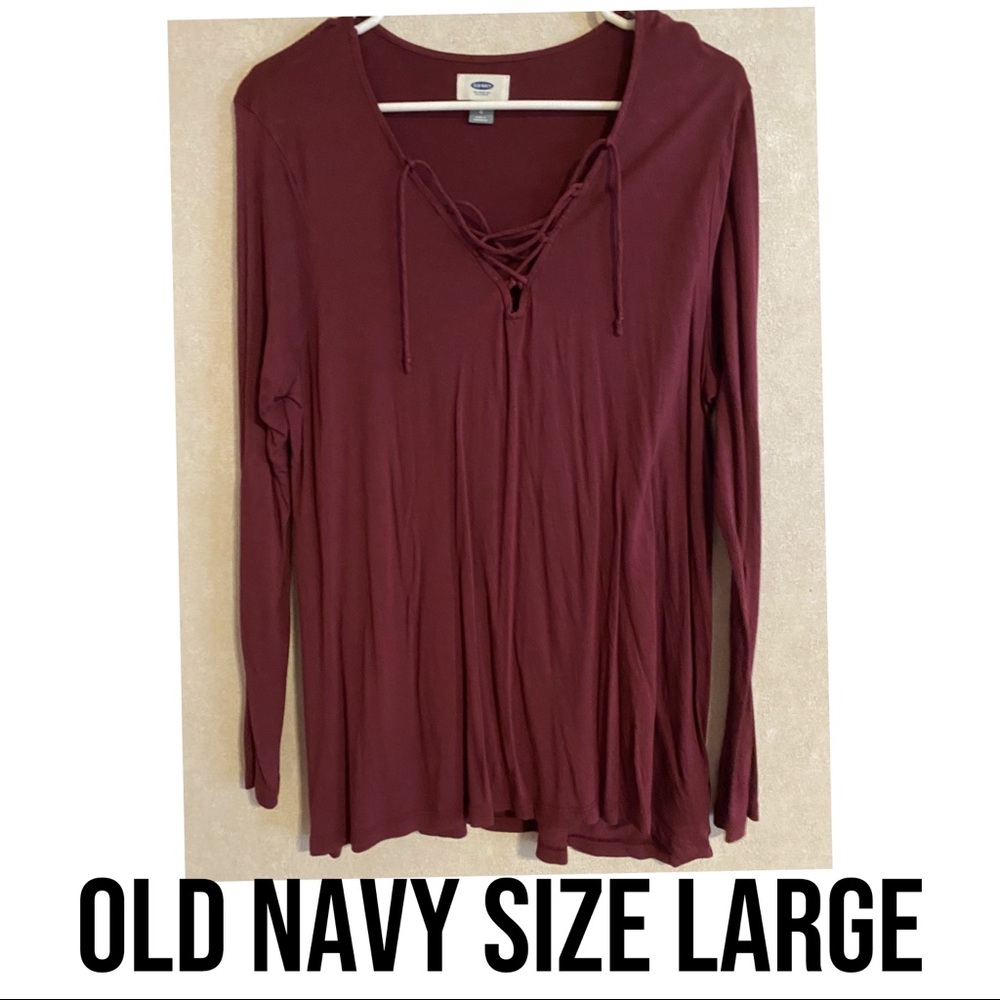 Old Navy cross cross tie neckline top. Wine size Large